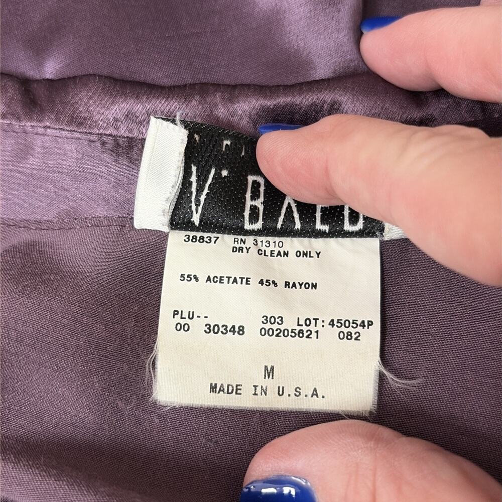Vintage A Byer Purple Silky Blouse Made USA Acetate Rayon Blend Womens Size MED - Picture 7 of 8